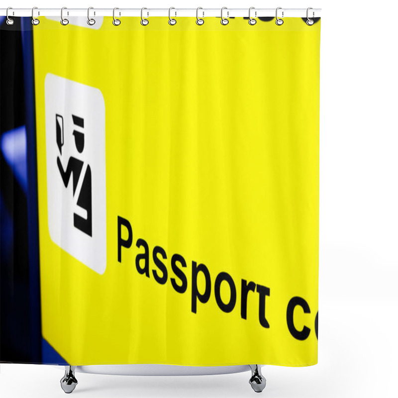 Personality  Sign Pointing To Passport Control Area Shower Curtains