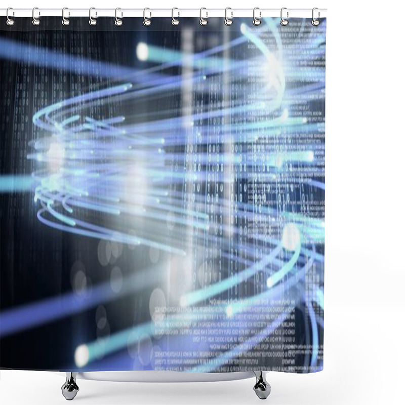 Personality  Digital Composite Of Digital Technology Glowing Interface Shower Curtains