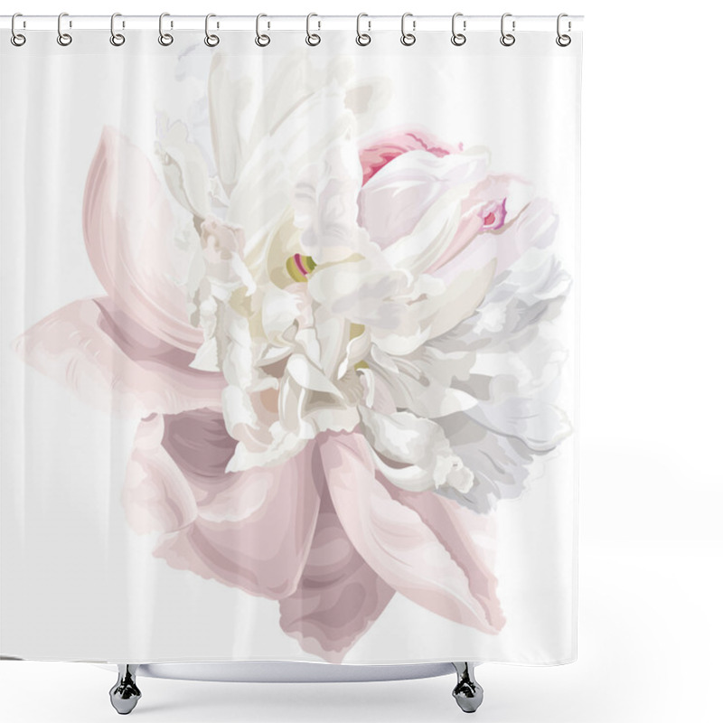 Personality  White Peony Flower Shower Curtains