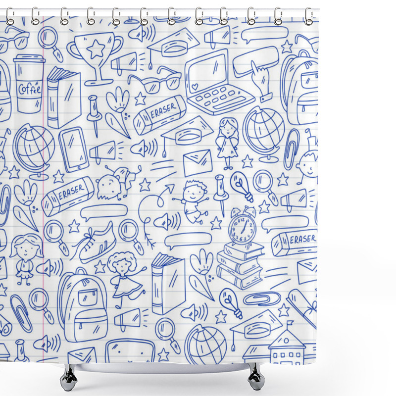 Personality  Back To School Vector Pattern. Online Internet Education. Shower Curtains