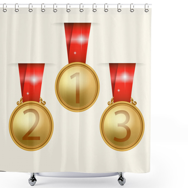 Personality  Vector Golden Medals Vector Illustration  Shower Curtains