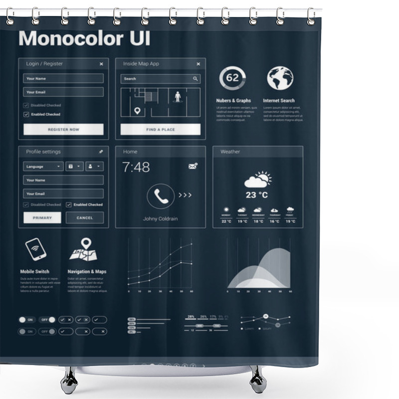 Personality  Set Of User Interface Design Elements Shower Curtains