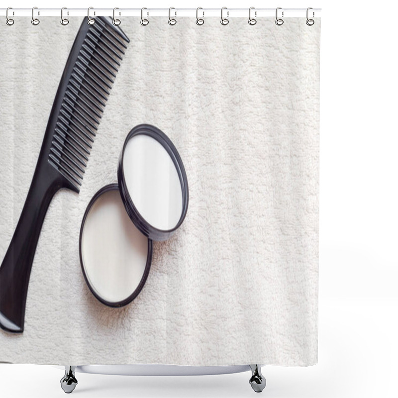 Personality  Men's Hair Product Paste With Black Comb Isolated On White Background Shower Curtains