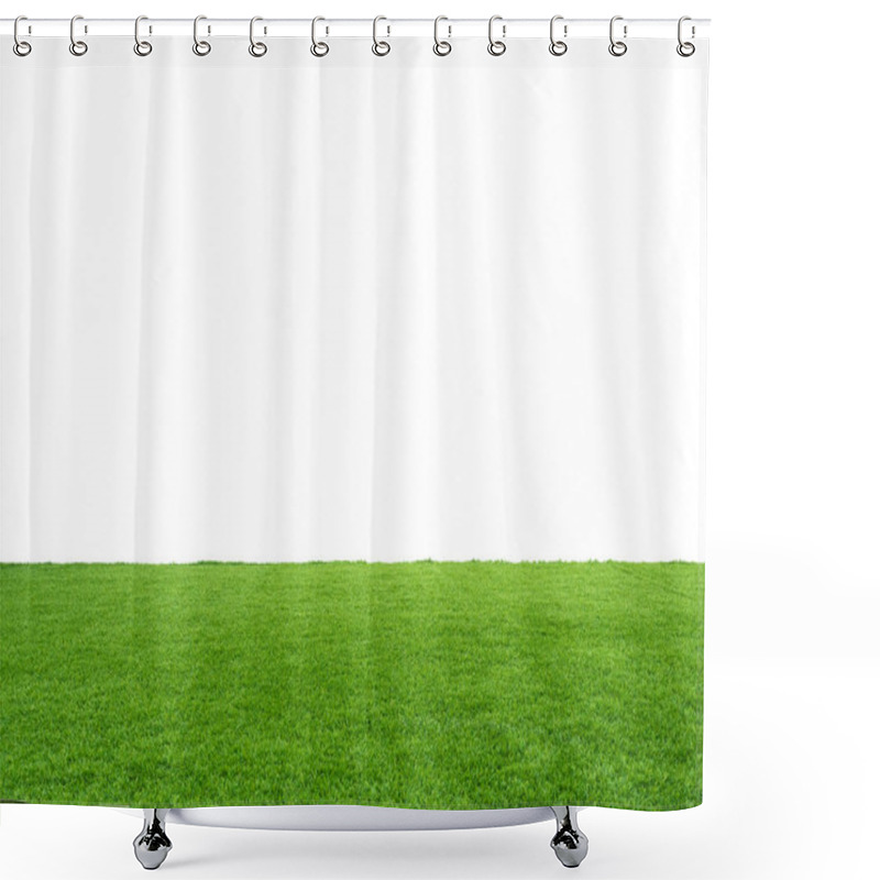 Personality  Green Grass On White Background Shower Curtains