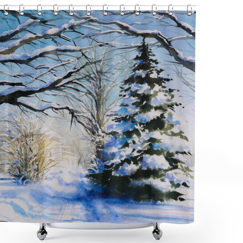 Personality  Winter In Park Shower Curtains