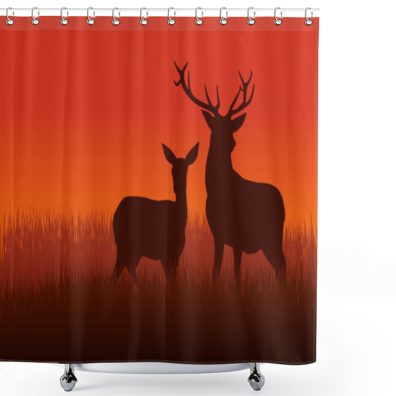 Personality  Deer And Doe Shower Curtains