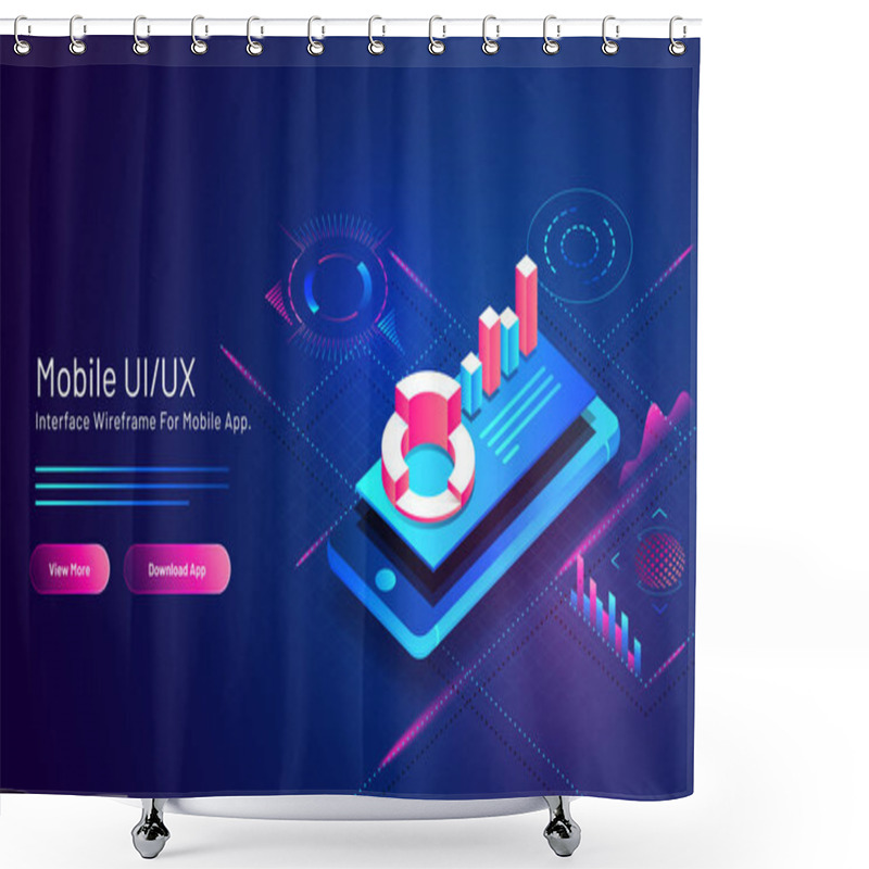 Personality  Mobile UI/UX Concept Based Isometric Landing Page Design With Fi Shower Curtains