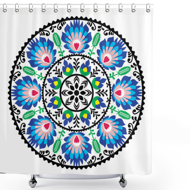 Personality  Polish Traditional Folk Pattern In Circle Shower Curtains