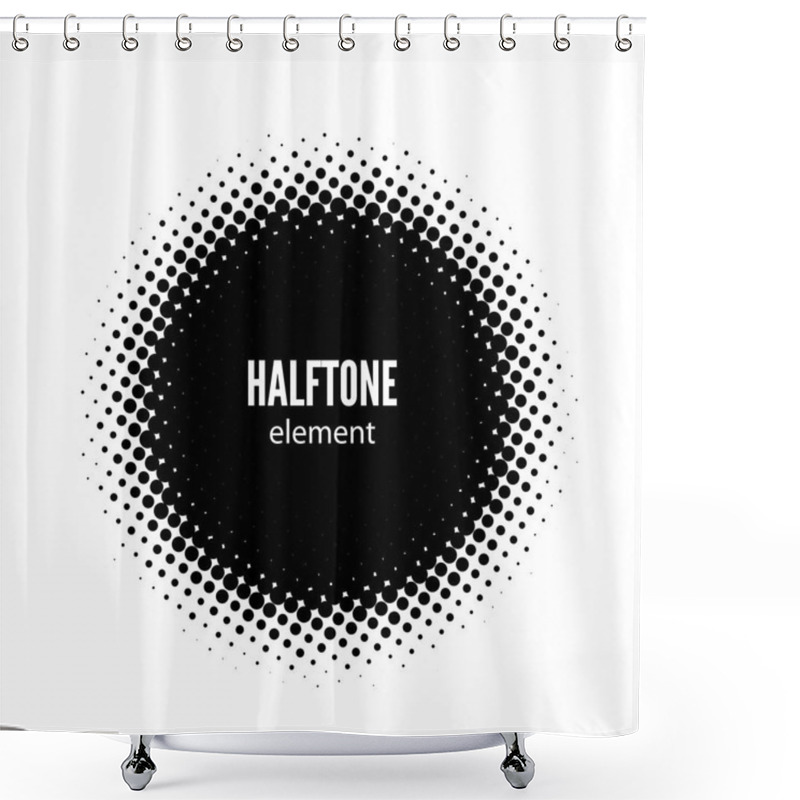 Personality  Abstract Halftone Vector Design Element. Black Dots Frame Shower Curtains