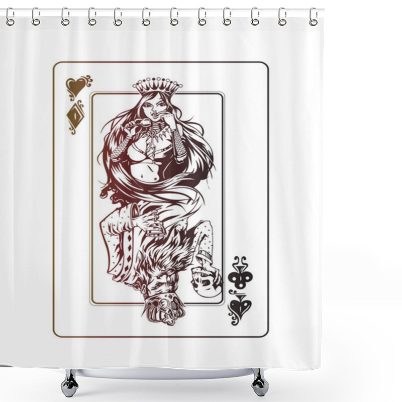 Personality  Casino Games - Poker Playing Card, Hand Drawn Sketch Vector Illustration. Shower Curtains