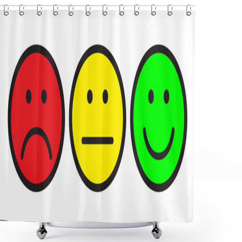 Personality  Red, Yellow And Green Smileys. Face Symbols. Flat Stile. Vector Illustration. Shower Curtains