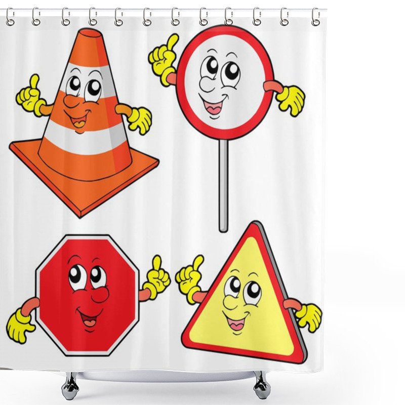 Personality  Cute Road Signs Collection Shower Curtains