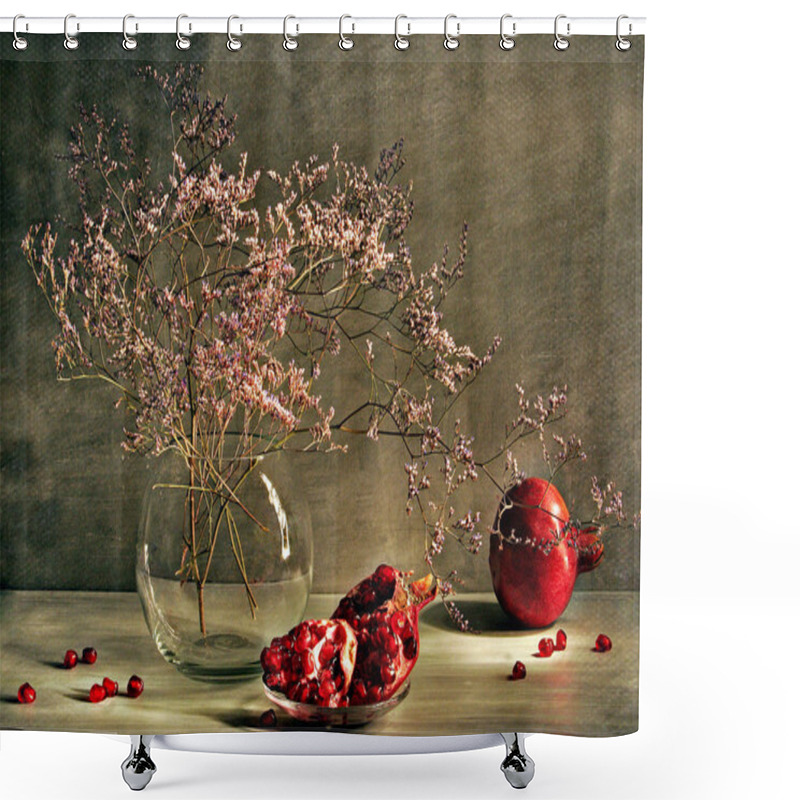 Personality  Still Life With A Branch And Garnet Shower Curtains