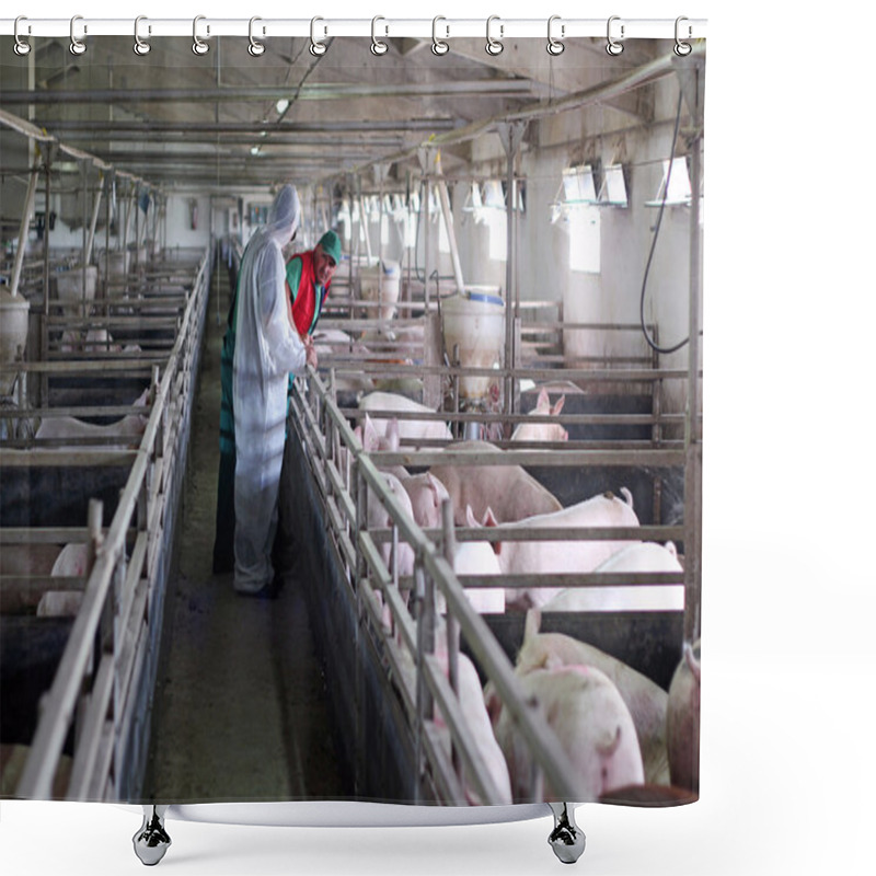 Personality  Pig Farm Workers Shower Curtains