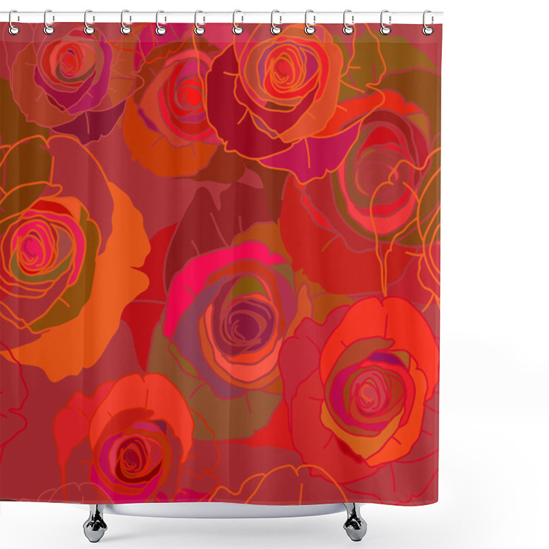 Personality  Seamless Texture Pattern Of Red Roses Shower Curtains