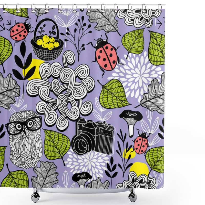 Personality  Seamless Pattern With Ladybugs  Shower Curtains