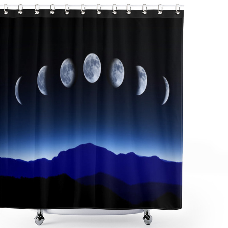 Personality  Moon Lunar Cycle In Night Sky, Time-lapse Concept Shower Curtains