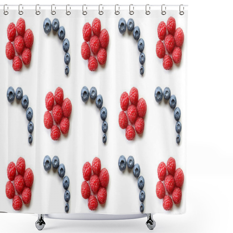 Personality  Pattern Of Fresh Raspberries And Blueberries Shower Curtains