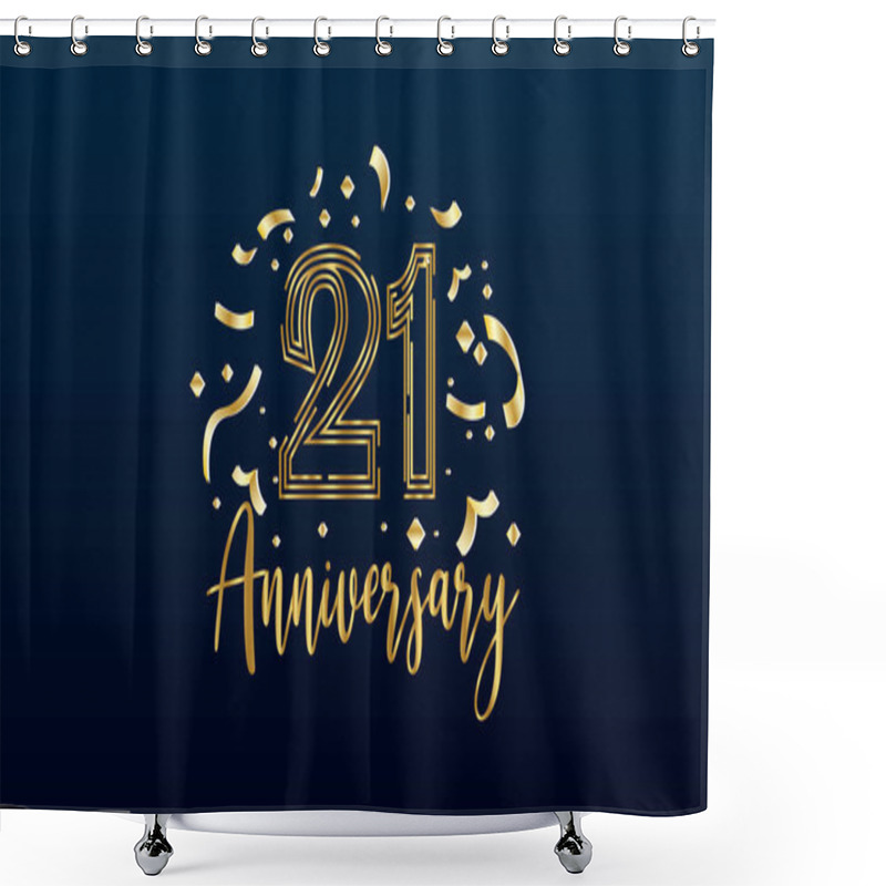 Personality  Anniversary Celebration Background. With The 21st Number In Gold And With The Words Golden Anniversary Celebration. Shower Curtains