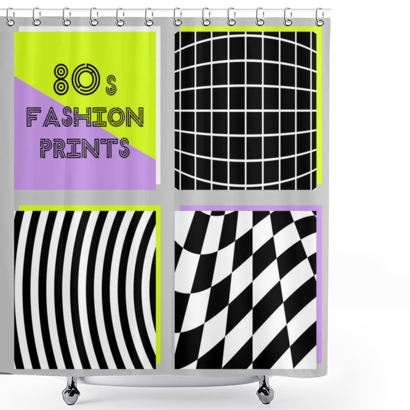 Personality  Set Of Geometric 80s Style Posters Shower Curtains