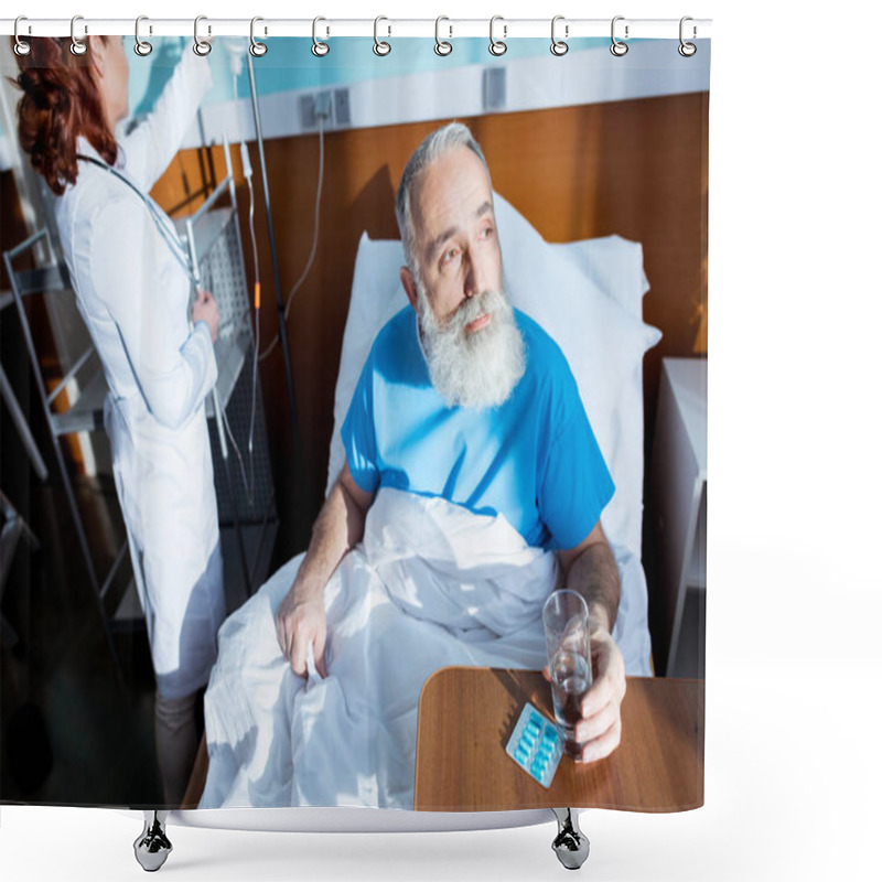 Personality  Senior Man In Hospital  Shower Curtains