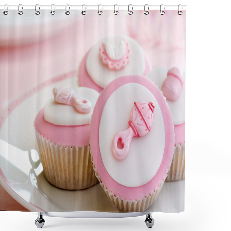 Personality  Cupcakes For A Baby Shower Shower Curtains