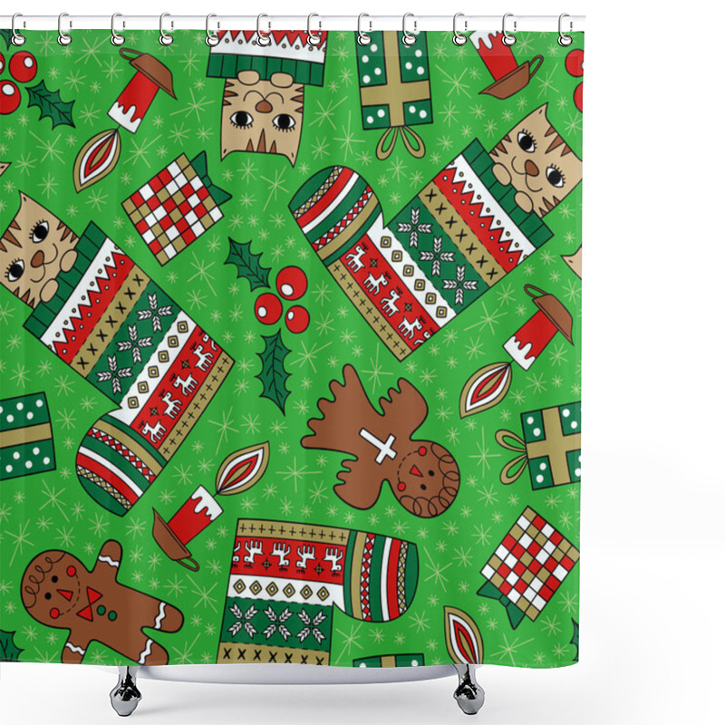 Personality  Christmas Seamless Pattern Shower Curtains