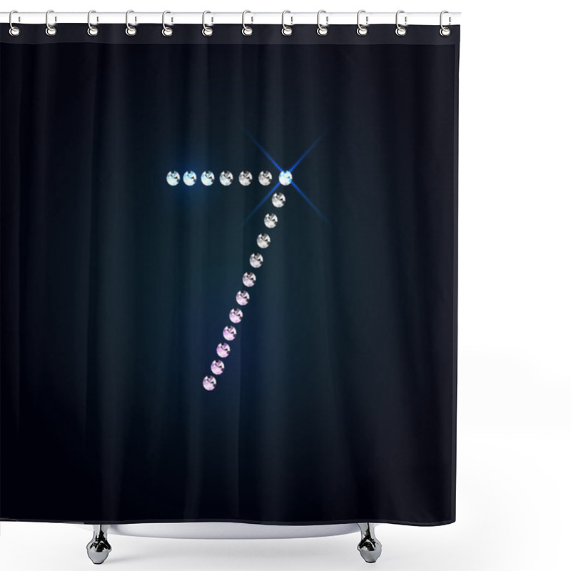 Personality  Gems 7 Number. Shiny Diamond Font. Shower Curtains