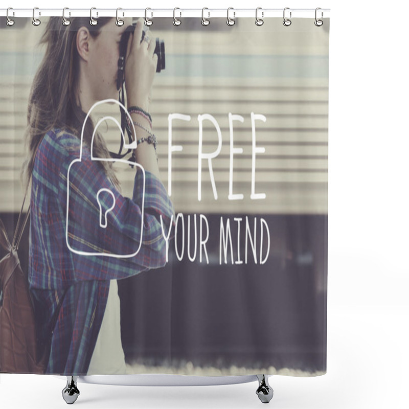 Personality  Girl Making Photos, Inspire Concept Shower Curtains