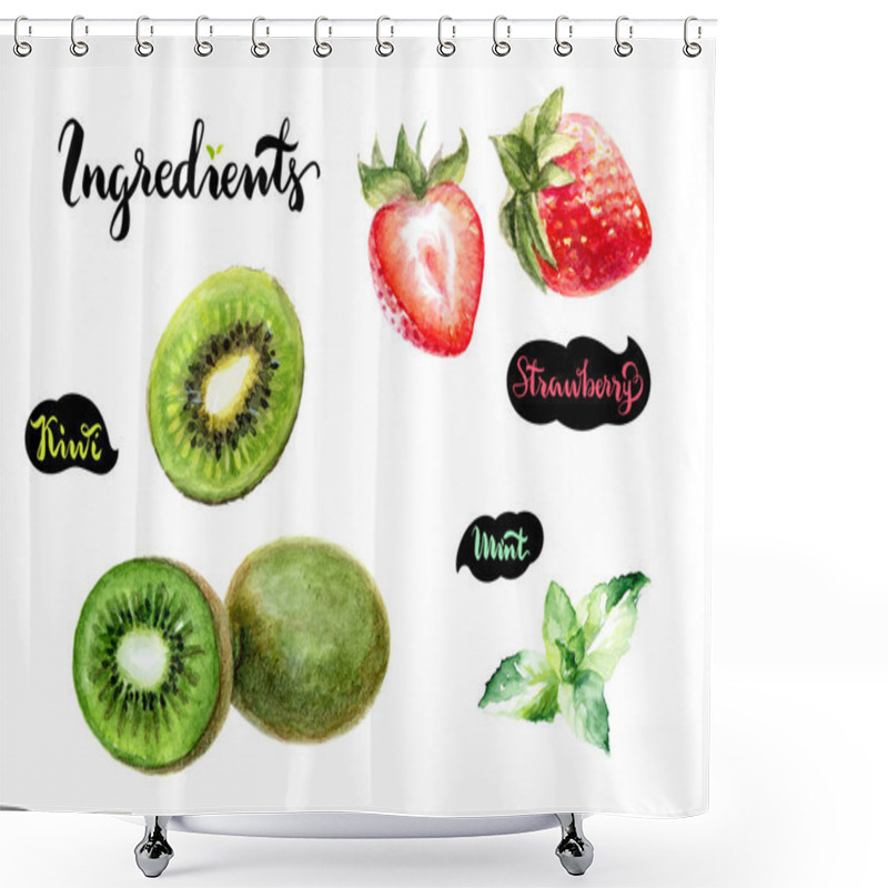 Personality  Kiwi, Strawberries And Mint  Shower Curtains