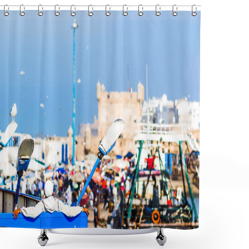 Personality  View On Person Relaxing At The Port Of Essaouira In Morocco Shower Curtains