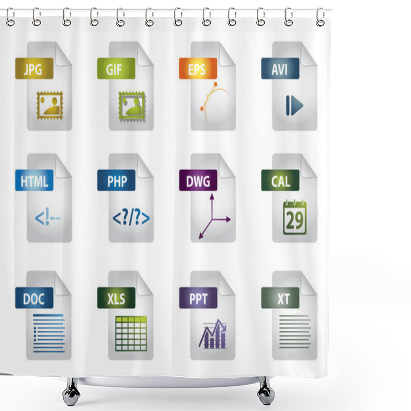 Personality  File Extension Icons Shower Curtains