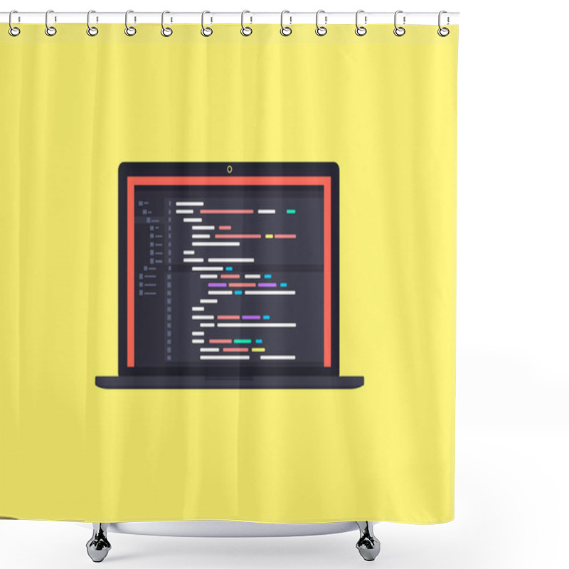 Personality  Code On The Screen Laptop Shower Curtains