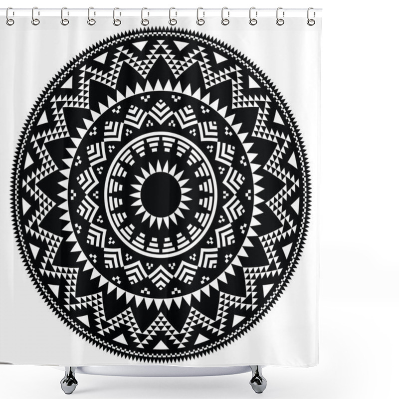 Personality  Tribal Folk Aztec Geometric Pattern In Circle Shower Curtains