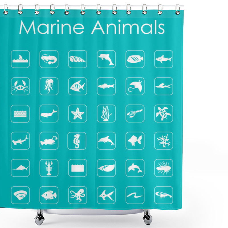 Personality  Set Of Marine Animals Simple Icons Shower Curtains