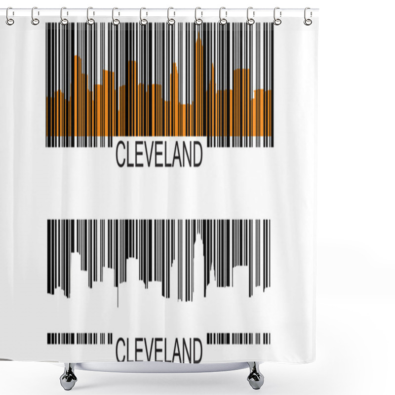 Personality  Cleveland Barcode Shower Curtains