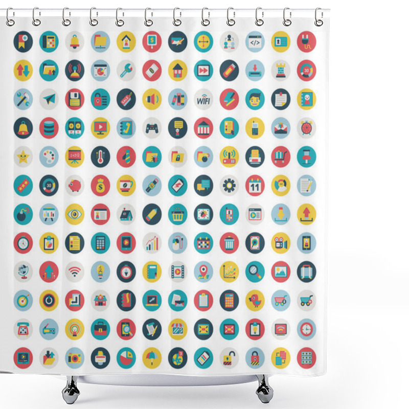 Personality  Set Of Vector Network And Social Media Icons. Flat Icon Shower Curtains