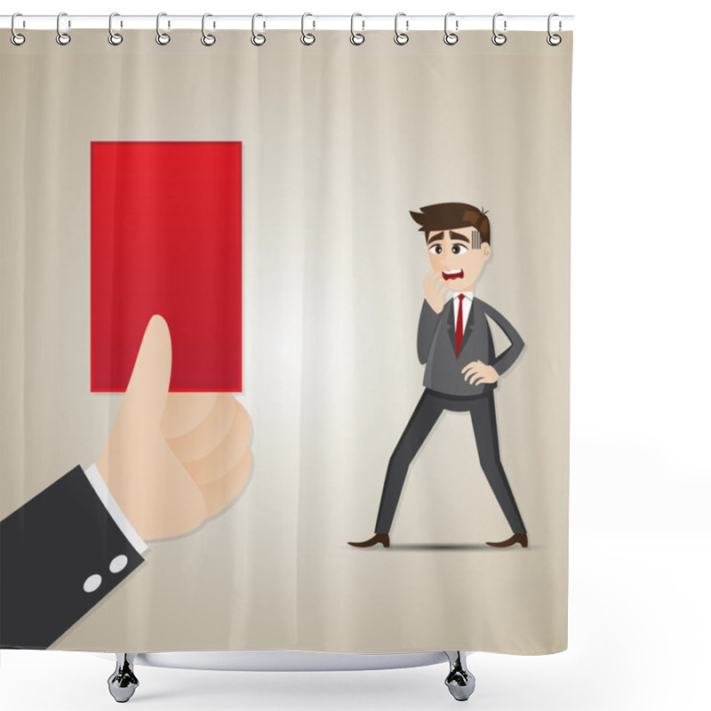 Personality  Cartoon Businessman With Red Card Shower Curtains