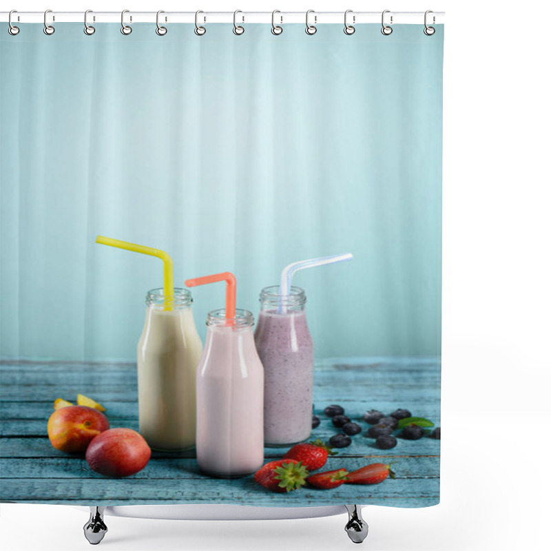 Personality  Milkshakes In Glass Bottles   Shower Curtains