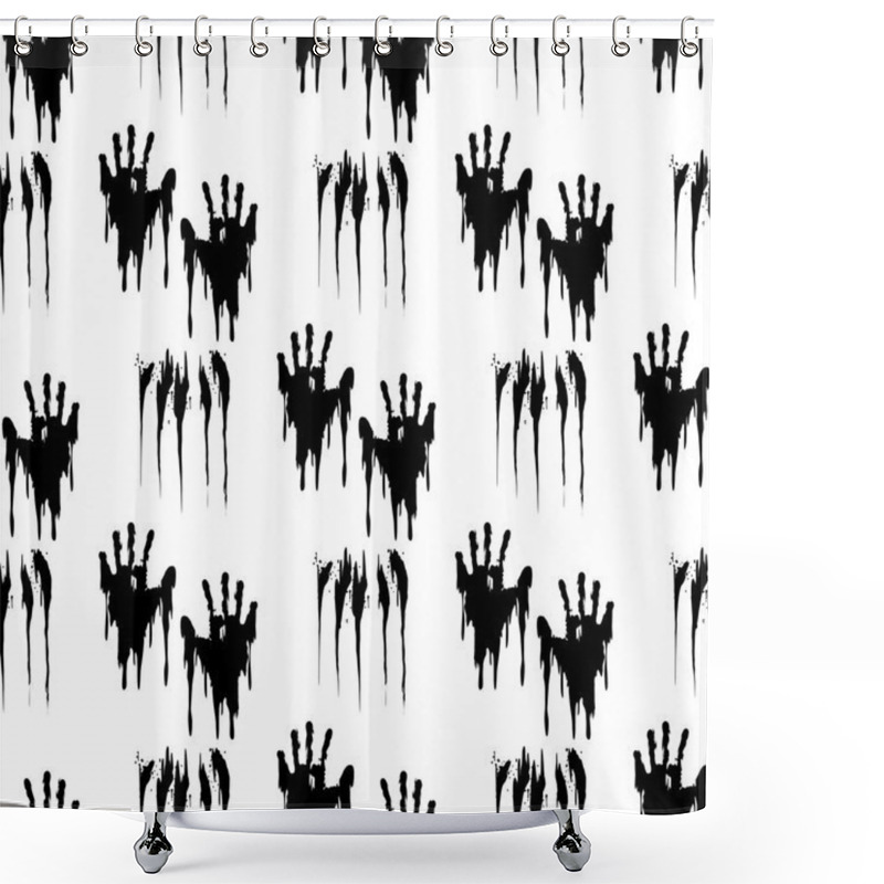 Personality  Black Handprints Seamless Pattern Shower Curtains