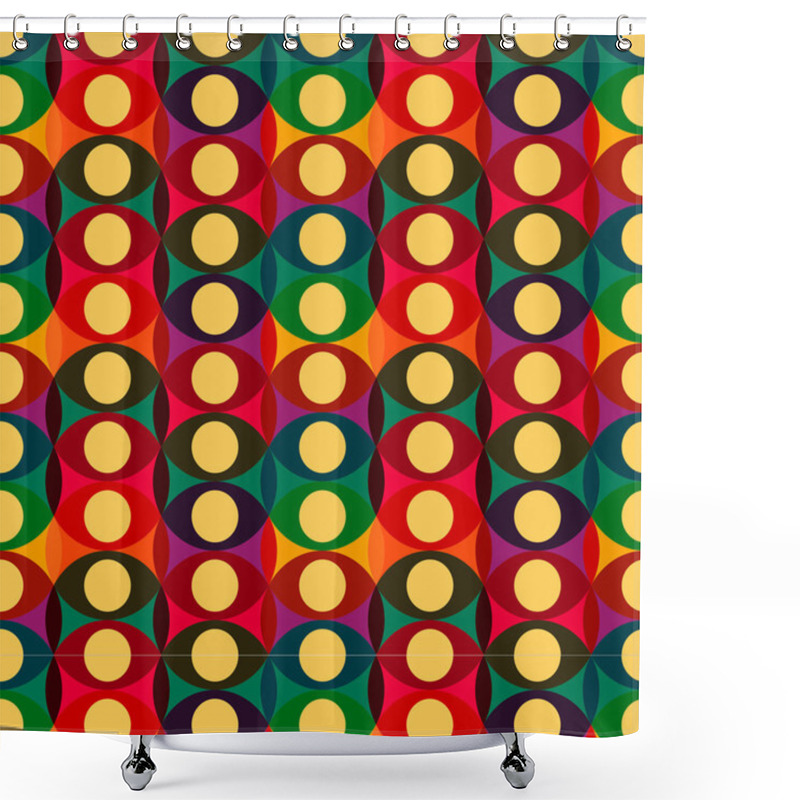 Personality  Seamless Red Yellow Retro Circle Pattern Background Shower Curtains