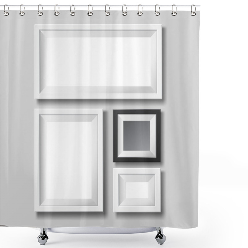 Personality  Gray And Black Blank Picture Frame. Shower Curtains