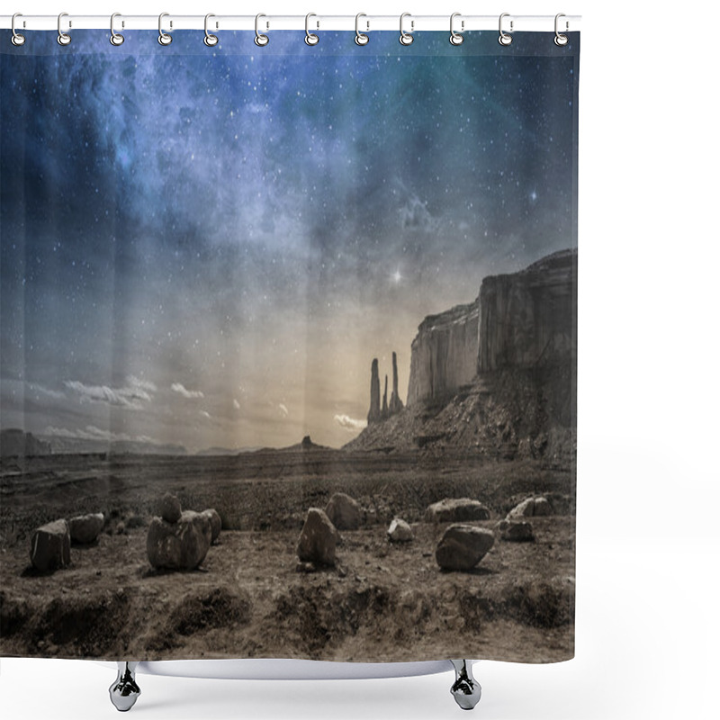 Personality  View Of A Rocky Desert Landscape At Dusk Shower Curtains