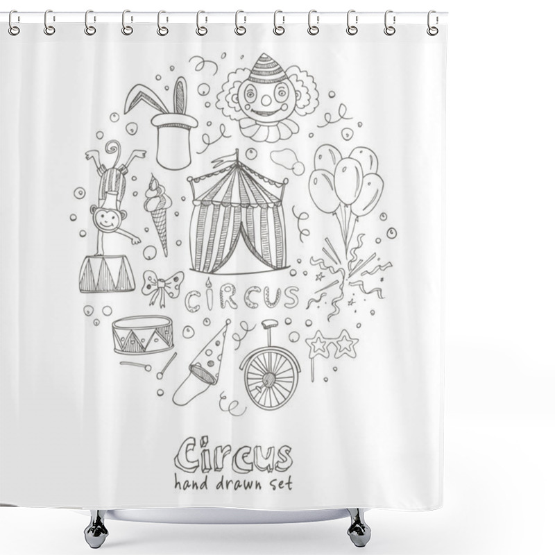 Personality  Hand Drawn Sketch Circus Icons Shower Curtains