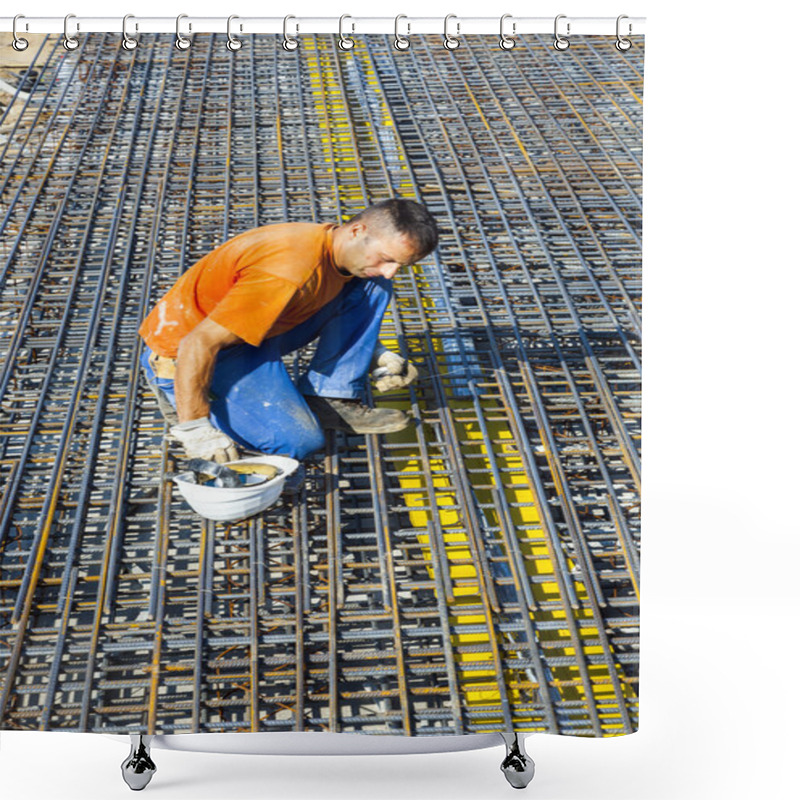 Personality  Workers Do The Steel Bars Construction  Shower Curtains