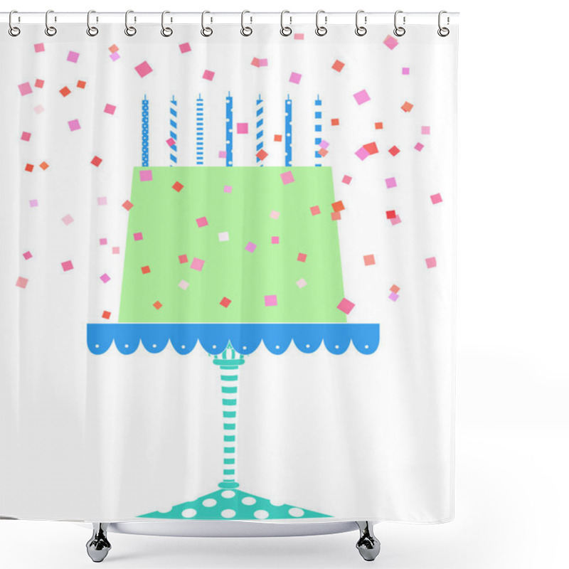 Personality  Cute Festive Birthday Cake With Confetti Shower Curtains