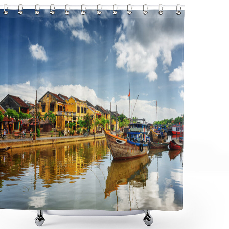 Personality  Wooden Boats On The Thu Bon River In Hoi An, Vietnam Shower Curtains