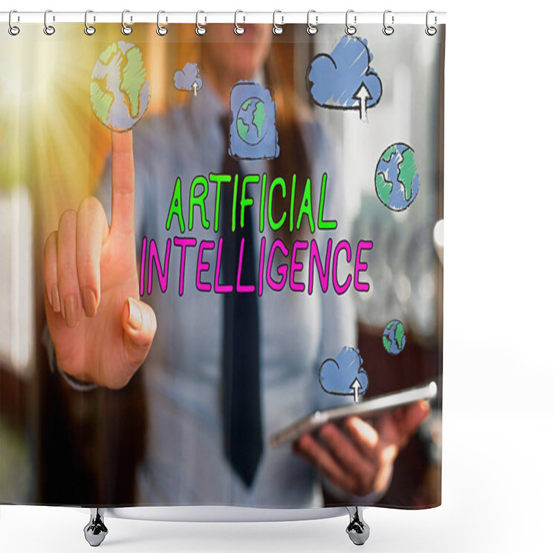 Personality  Handwriting Text Writing Artificial Intelligence. Concept Meaning Machine Copy Cognitive Function Like Problem Solving. Shower Curtains