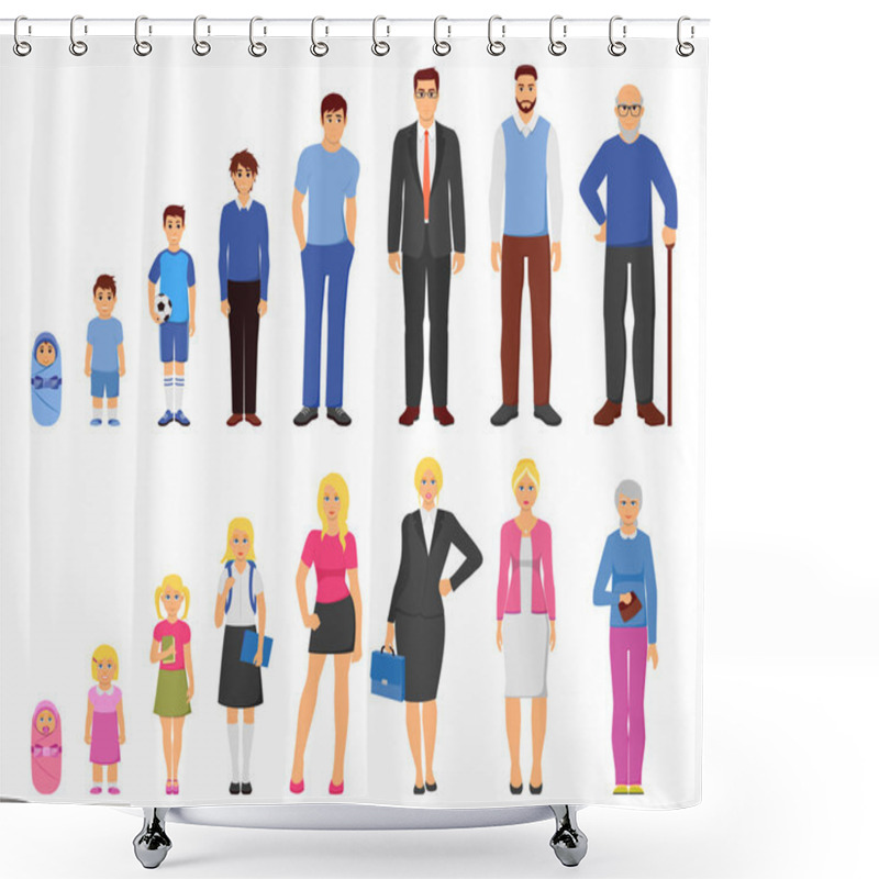 Personality  People Aging Process Flat Icons Set Shower Curtains