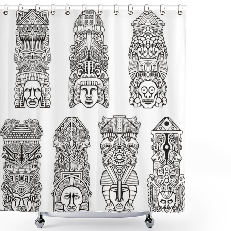 Personality  Aztec Totem Poles Shower Curtains